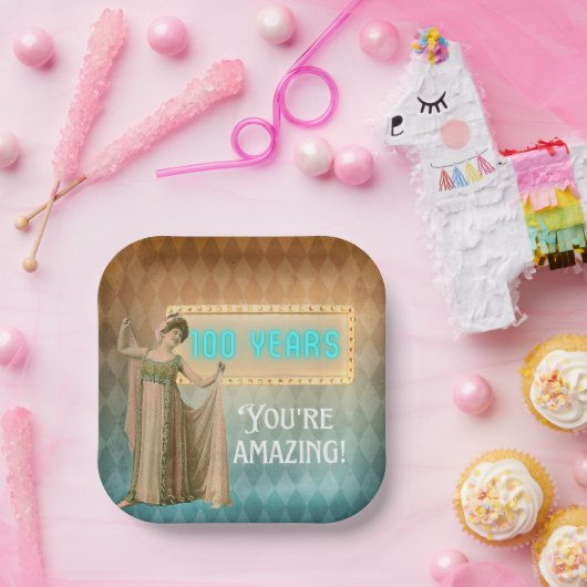 100e Birthday  Singer Papieren Bordje (Feest)