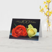 100e Carte Anniversaire Avec Roses Orange Et Crème (Fleur jaune)