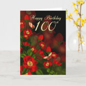100e carte d'anniversaire avec fleurs rouges profo (Fleur jaune)