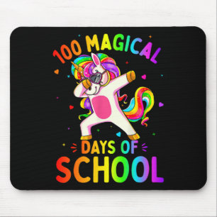 100e dag, 100 jaar, een vrolijke Unicorn, magische Muismat