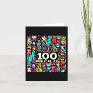 100e dag Cat Easy 100 dagen van School T-shirt Tea Kaart