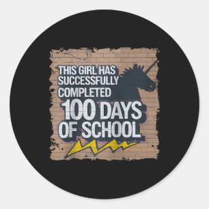 100e dag Grappige Outfit Meisjes & Student 100 Ronde Sticker