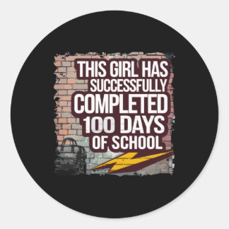 100e dag Grappige Outfit Meisjes &amp; Student 100 Ronde Sticker