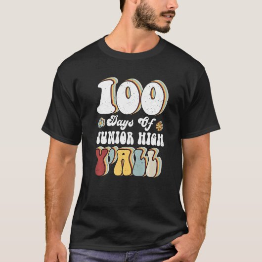 100e dag junior hoge leraar 100 dagen per jaar t-shirt (Voorkant)