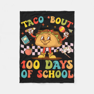 100e dag leraar Taco Bout Retro Groovy 100 dagen Fleece Deken