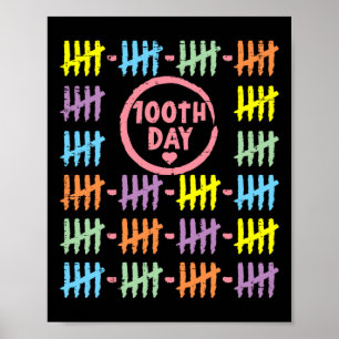 100e dag regenbooglijnen tekenen 100 dagen SC Poster