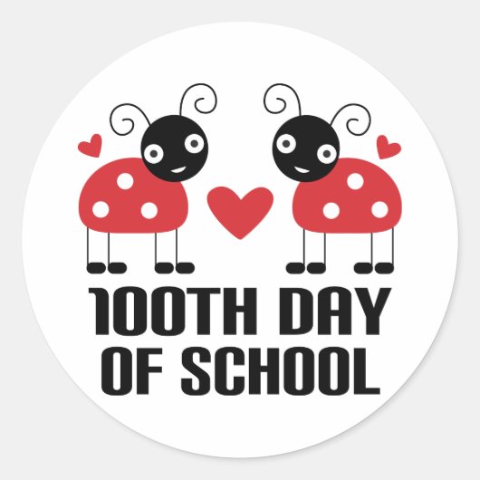 100e dag schoolverlaters schoolgeld ronde sticker (Voorkant)