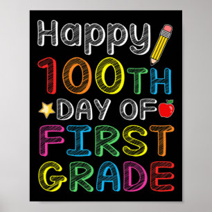 100e dag van de eerste klas - kleurrijke 100 dagen poster