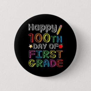 100e dag van de eerste klas - kleurrijke 100 dagen ronde button 5,7 cm