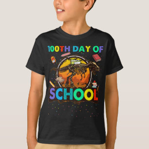 100e dag van de Kinder schooldinosaurus T-shirt