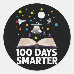 100e dag van school 100 dagen slimmer boeken ruimt ronde sticker
