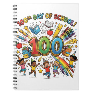 100e Dag van School Kleurrijke Viering Ontwerp – Notitieboek