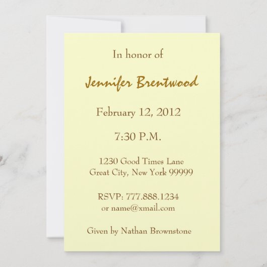 100e et plus Invitation à la Gold Party (Dos)