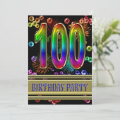 100e fête d'anniversaire Invitation avec bulles (Debout devant)