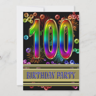 100e fête d'anniversaire Invitation avec bulles