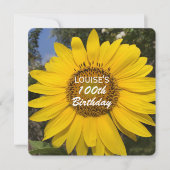 100e fête d'anniversaire Invitation tournesol (Devant)