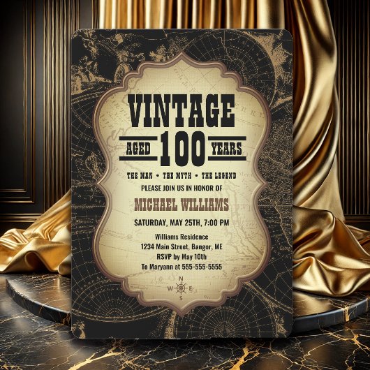 100e fête d'anniversaire Thème Vintage Carte du mo