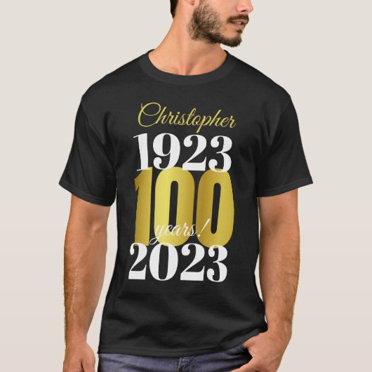 100e geboortedag - Aangepaste datums T-shirt (Voorkant)