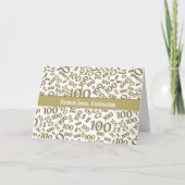 100e geboortedag nummer Pattern Gold en White Kaart (Voorkant)