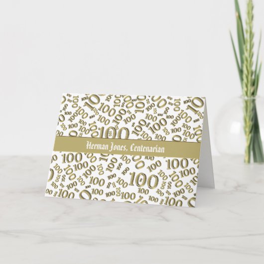 100e geboortedag nummer Pattern Gold en White Kaart (Voorkant)