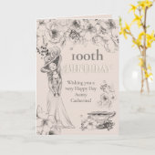  100e Georgische Dame Birthday Kaart (Gele Bloem)