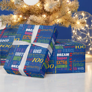 100e gepersonaliseerd monogram van de Fun-partij Cadeaupapier