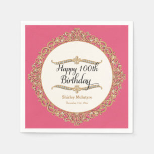 100e Happy Birthday Party Celebration Ronde Decor Servet