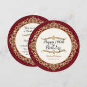 100e Happy Birthday Party-feestdag Kaart (Voorkant / Achterkant)