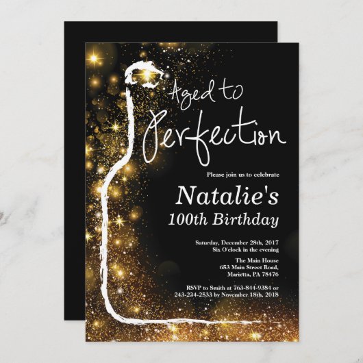 100e Invitation d'anniversaire du vin. Âgé à la pe (Devant / Derrière)