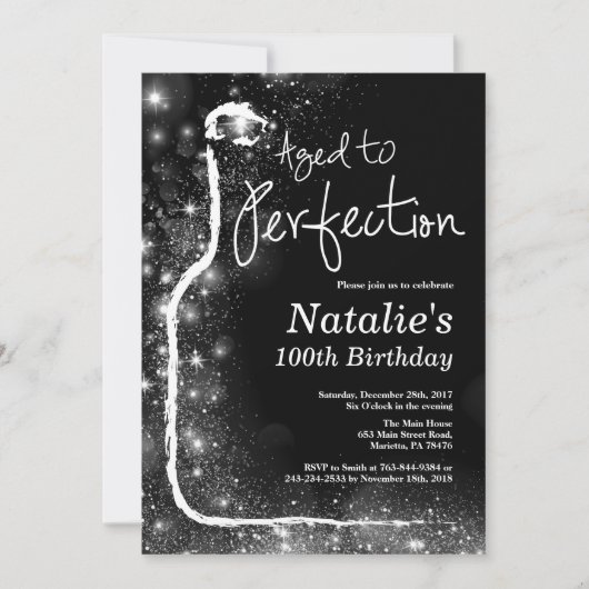 100e Invitation d'anniversaire du vin. Âgé à la pe (Devant)