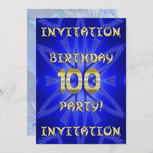 100e invitation de fête d'anniversaire (Devant / Derrière)