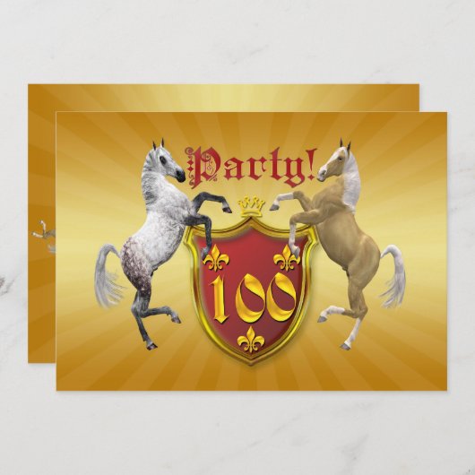 100e invitation de fête d'anniversaire avec blason (Devant / Derrière)