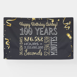 100e jaarbanner - 100 uur en seconden spandoek