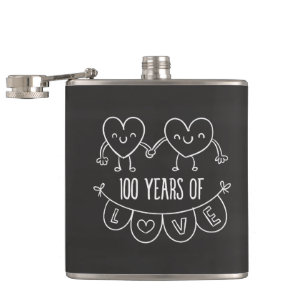 100e Jubileum Gift Chalk Hearts Heupfles