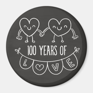 100e Jubileum Gift Chalk Hearts Magneet