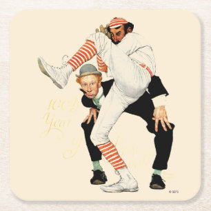 100e Jubileum honkbal Vierkante Kartonnen Onderzetter