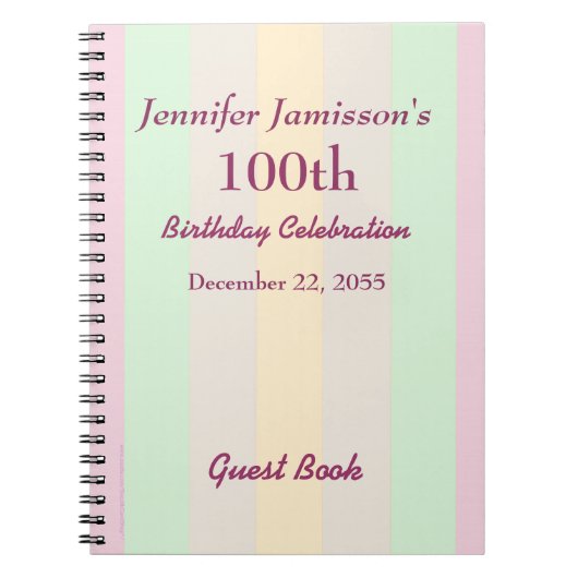 100e Notitieboek van het pastboek van de Birthday  (Voorkant)