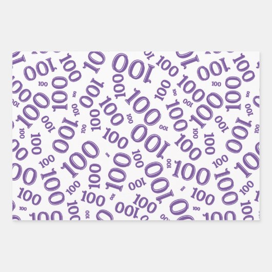 100e Paars Random Number Pattern Inpakpapier Vel (Voorkant 2)