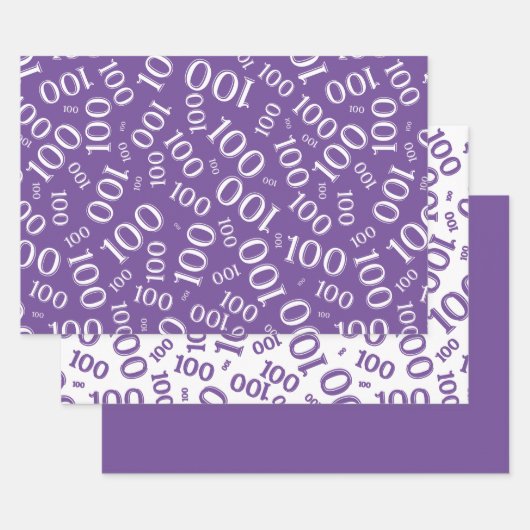 100e Paars Random Number Pattern Inpakpapier Vel (Set)