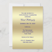 100e Photo Anniversaire Invitation de fête Marine (Dos)