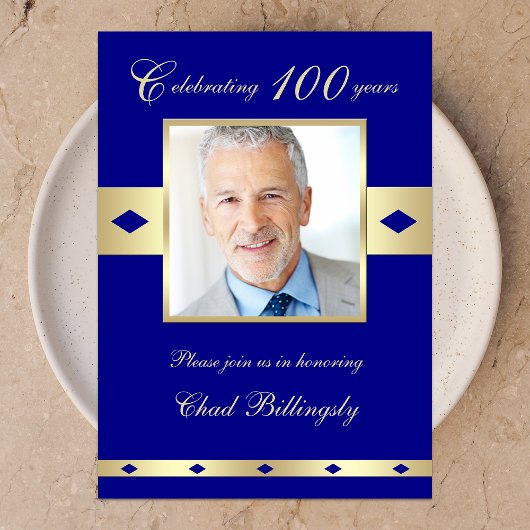 100e Photo Anniversaire Invitation de fête Marine