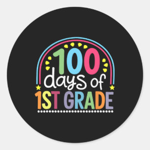 100e schooldag 1e klas 100 dagen slimmer vuur ronde sticker
