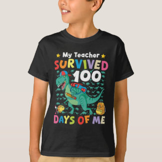 100e schooldag overleefde mijn leraar 100 dagen t-shirt