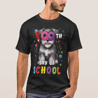 100e schooldag Schnauzer Dog donut 100 dagen T-shirt