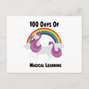 100e schooldag van de Unicorn 100 dagen voor meisj Briefkaart
