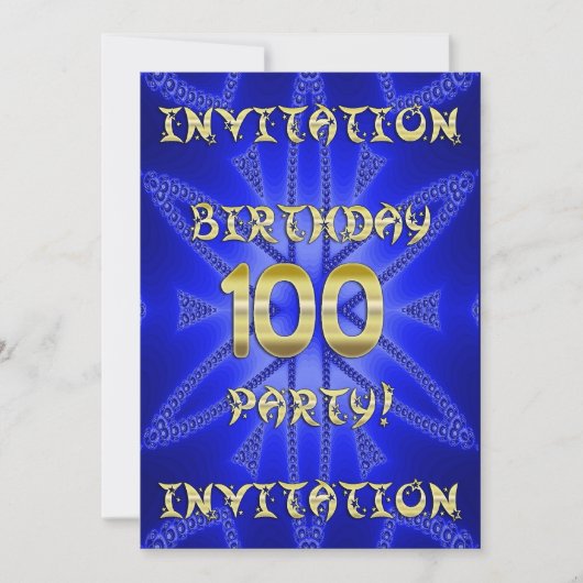 100e uitnodiging van de partij van Birthday (Voorkant)