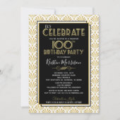 100e verjaardag Art Deco Gatsby Roaring 1920s Part Kaart (Voorkant)