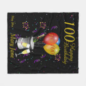 100e verjaardag Black Gold van de feestdag Fleece Deken (Voorkant (Horizontaal))