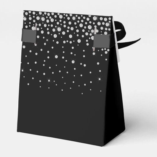 100e verjaardag Black Sparkly Dank u Bedankdoosjes (Achterkant)