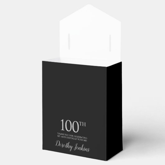 100e verjaardag Black Sparkly Dank u Bedankdoosjes (Geopend)